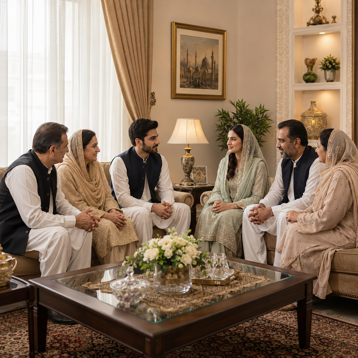 Elegant wedding hall prepared for a Nikah ceremony